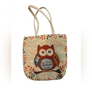 NWOT Handmade Owl Patterned Small Tote Bag - Multicolor